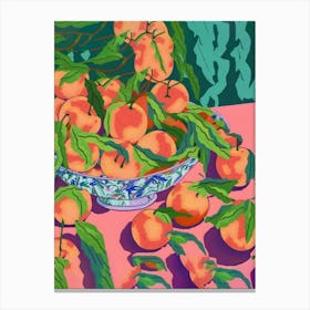 Summer Peaches In A Bowl Matisse Style Canvas Print