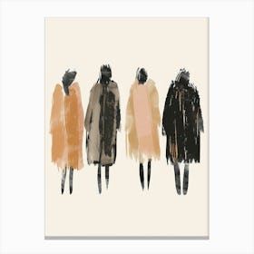 Three Women In Coats Canvas Print