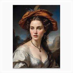 Elegant Classic Woman Portrait Painting (24) Canvas Print