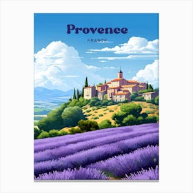 Provence France Purple Flowers Travel Art Illustration Canvas Print