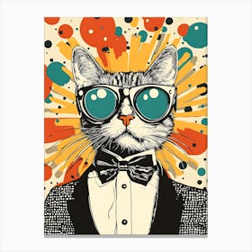 Super Cool Cat Illustration Pop Canvas Print