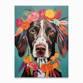 Pointer Portrait With A Flower Crown, Matisse Painting Style 2 Canvas Print