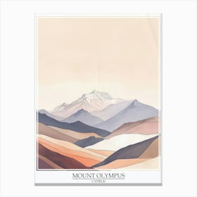 Mount Olympus Cyprus Color Line Drawing 1 Poster Canvas Print