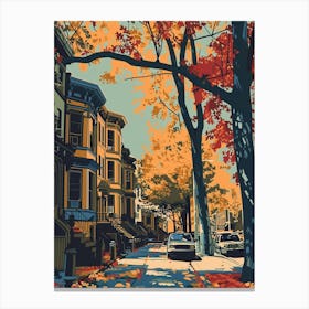 Prospect Heights New York Colourful Silkscreen Illustration 3 Canvas Print
