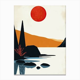 Sunset Over The Lake , Hygge Canvas Print