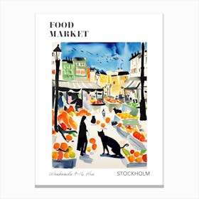 The Food Market In Stockholm 3 Illustration Poster Canvas Print