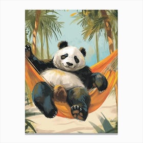 Giant Panda Napping In A Hammock Storybook Illustration 4 Canvas Print