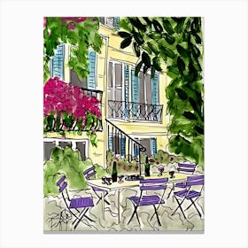 Patio Dining In Paris Canvas Print