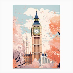 Big Ben, London   Cute Botanical Illustration Travel 6 Canvas Print