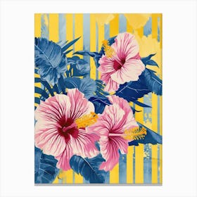 Hibiscus Flowers On A Table   Contemporary Illustration 1 Canvas Print