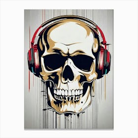 Skull With Headphones 120 Canvas Print