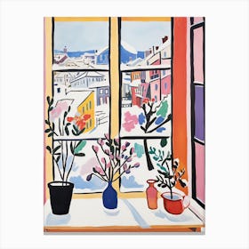 The Windowsill Of Reykjavik   Iceland Snow Inspired By Matisse 3 Canvas Print