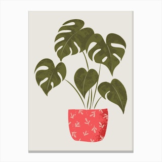 Monstera Potted Plant Canvas Print