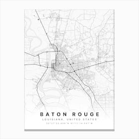 Baton Rouge Louisiana USA White Map Canvas Print