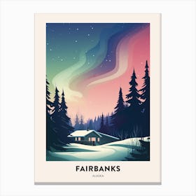 Vintage Winter Travel Poster Fairbanks Alaska 3 Canvas Print