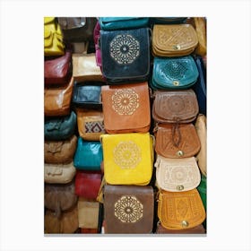 Leather Purses In Marrakech Canvas Print
