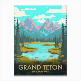 Grand Teton National Park Vintage Travel Poster 2 Canvas Print