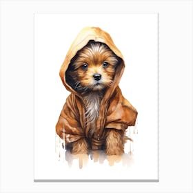 Puppy Dog As A Jedi Watercolour 2 Canvas Print