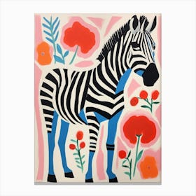 Colourful Kids Animal Art Zebra 6 Canvas Print