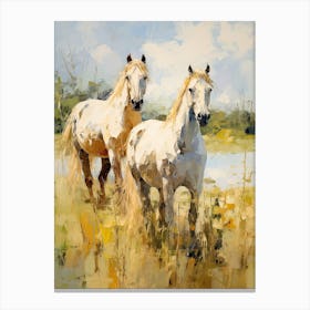 Horses Painting In Loire Valley, France 2 Canvas Print