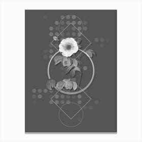 Vintage Rose Botanical with Line Motif and Dot Pattern in Ghost Gray n.0292 Canvas Print