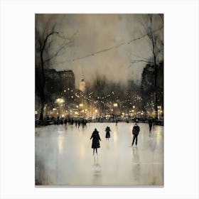 Ice Skating At Night 3 Canvas Print