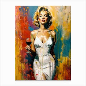 Marilyn Monroe With A Glass Of Wine Abstract Expressionism Canvas Print