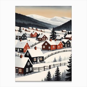Scandinavian Village Scene Painting (13) Canvas Print