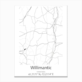 Willimantic,United States Minimalist Map Lienzo