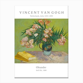 Oleander, Vincent Van Gogh, Typografie Text, Blumen in der Vase Malerei Canvas Print