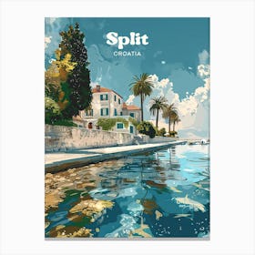 Split Croatia Adriatic Sea Travel Illustration Canvas Print