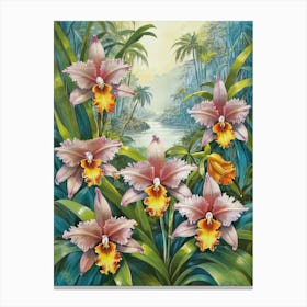 Orchids In The Jungle Canvas Print