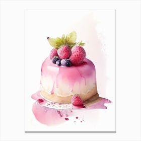 Strawberry Mousse, Dessert, Food Pastel Watercolour Canvas Print