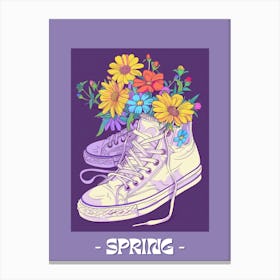 Spring Poster Retro Sneakers With Flowers 90s 6 Canvas Print