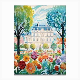 Luxembourg Gardens France Modern Illustration 4 Canvas Print