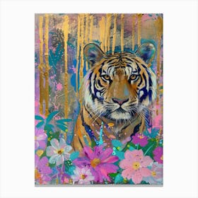 Tiger In Bloom 3 Canvas Print