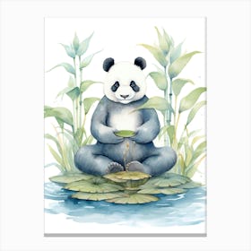 Panda Art Meditating Watercolour 2 Canvas Print