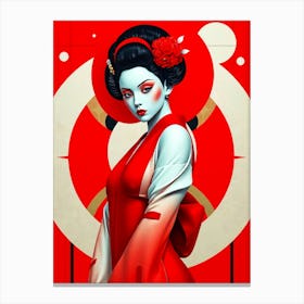 Geisha in Red Illustration-1 Canvas Print