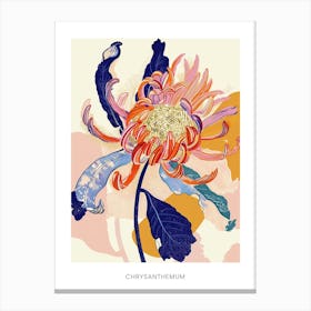 Colourful Flower Illustration Poster Chrysanthemum 3 Canvas Print