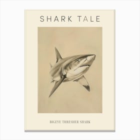 Bigeye Thresher Shark Vintage Illustration 3 Poster Canvas Print