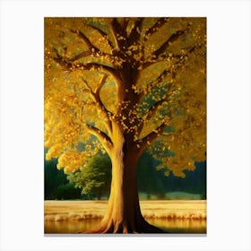 Tree By A Lake Canvas Print