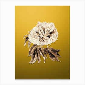 Gold Botanical Double Red Curled Tree Peony on Mango Yellow Canvas Print