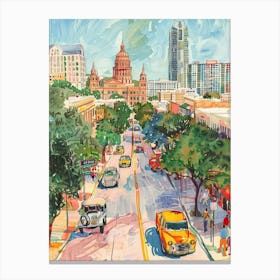 Storybook Illustration South Congress Avenue Austin Texas 3 Canvas Print