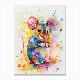 Mouse Colourful Watercolour 1 Canvas Print