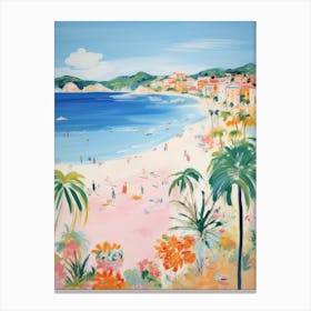 Porto Cervo, Sardinia   Italy Beach Club Lido Watercolour 1 Canvas Print