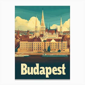 Aihrgdesign A Retro Travel Poster For Budapest Featuring The 3 Canvas Print