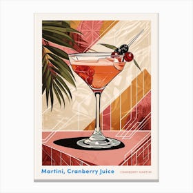 Art Deco Tropical Background Cocktail 1 Poster Canvas Print