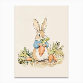 Rabbit Eating Carrots Canvas Print