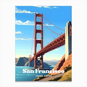 San Francisco USA Golden Gate Travel Art Illustration Canvas Print