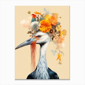 Bird With A Flower Crown Crane 4 Canvas Print